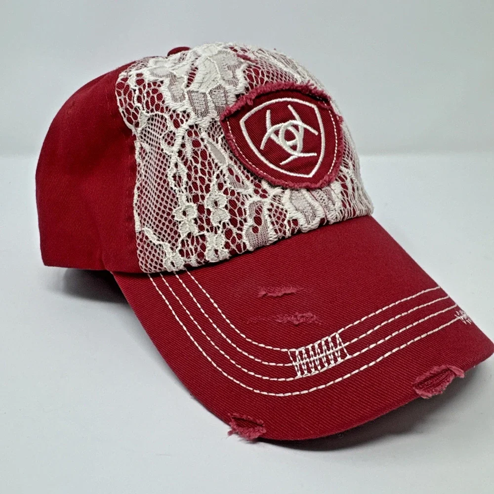 ARIAT Women's Red Distressed Light Weight Lace Baseball Cap